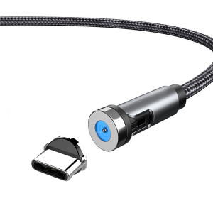 Câble de chargement de données rotatif CC56 USB vers Type-C / USB-C à interface magnétique avec prise anti-poussière, longueur du câble : 2 m (noir) SH502A1956-20